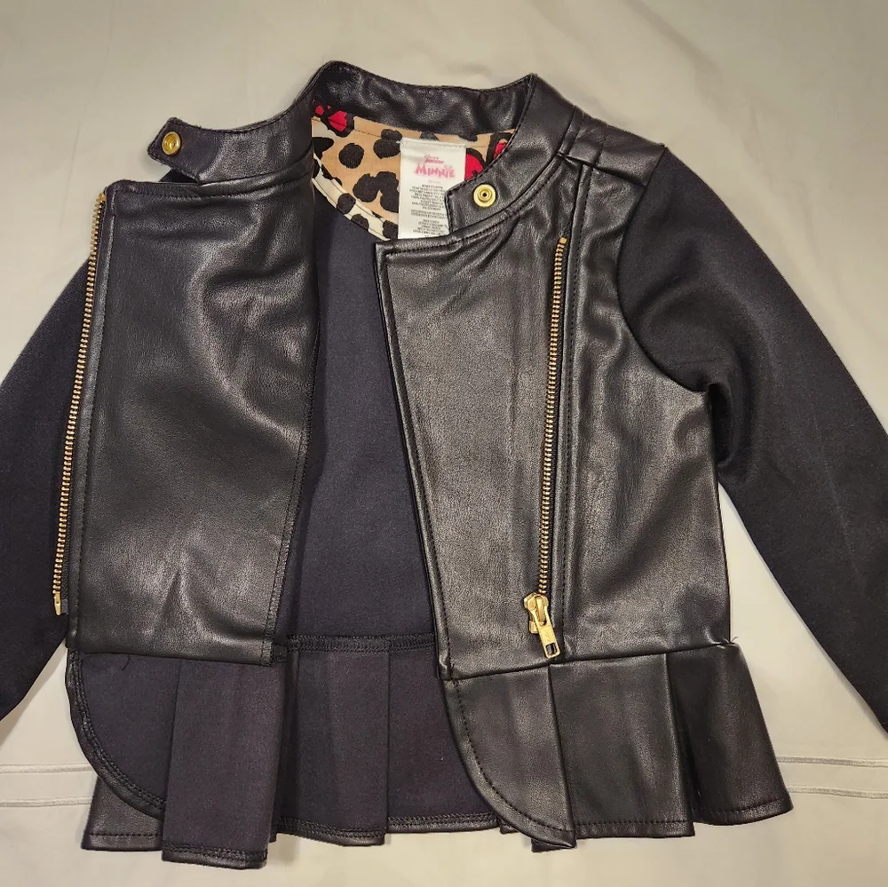 Disney minnie mouse faux leather black moto jacket